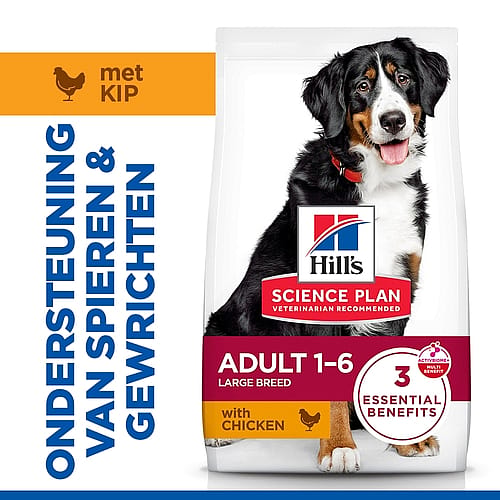 voer voor honden, Volwassen 1-6, groot ras, met kip, Science Plan