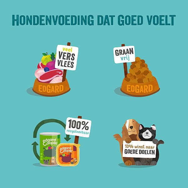 Edgard & Cooper Adult Hondenvoer Blikjes Wild en Eend 6 x 400 gram
