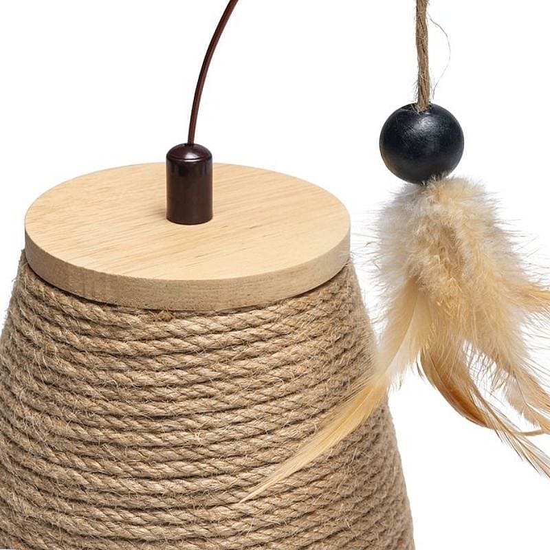 touw, houten deksel, hangende decoratie, feather ornament, kleur naturel