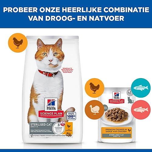 kat, kattenvoer, sterieliseerde kat, dier voeding, zak kattenvoer