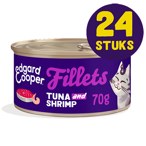 Edgard & Cooper Blikjes Tonijn en Garnalen Fancy Fillets Kat 24 x 70 gram