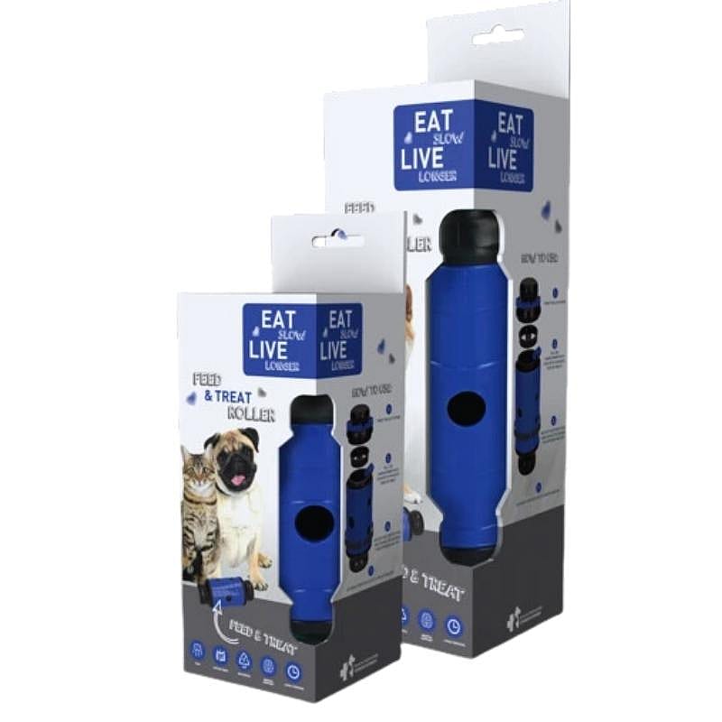 Eat Slow Live Longer Feed And Treat Roller Maat Large - Kleur Blauw