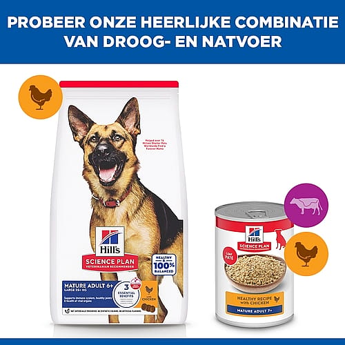 voedsel voor hond, droogvoer voor hond, grote ras, kip smaak, verpakkings