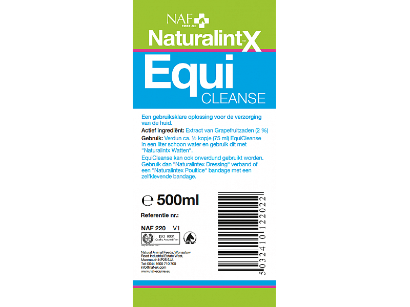 NAF NaturalintX EquiCleanse 500 ml – Reinigende oplossing voor wondverzorging bij paarden