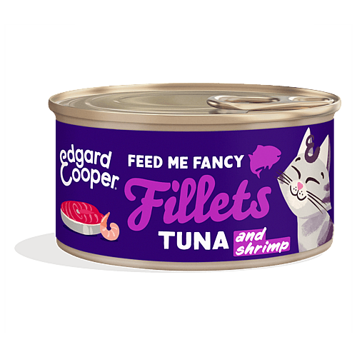 Edgard & Cooper Blikjes Tonijn en Garnalen Fancy Fillets Kat 24 x 70 gram