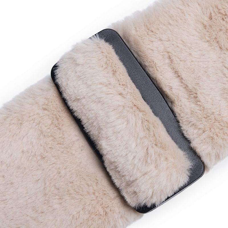faux fur, shearling, beige, strap, belt clip