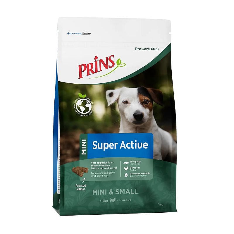 dog food, mini, super active, pressed kibble, 3kg