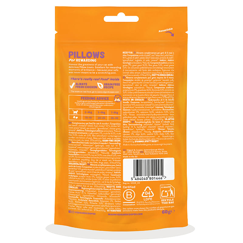 Edgard & Cooper Pillows Kattensnacks 60 gram Kip