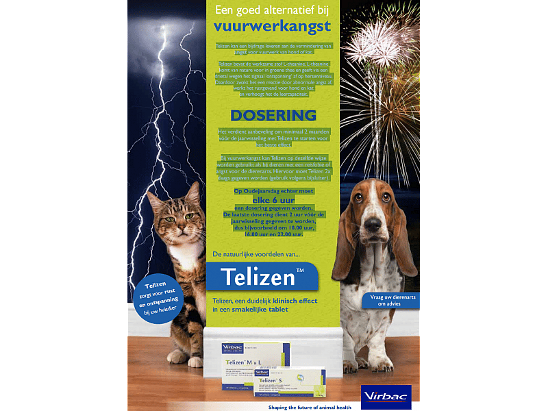 Virbac Telizen 30 tabletten: Kalmeringsmiddel - Angst