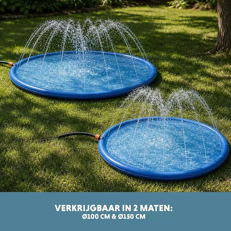 opblaasbaar zwembad, sprinkelaars, tuin, waterpaneel, kinderzwembad