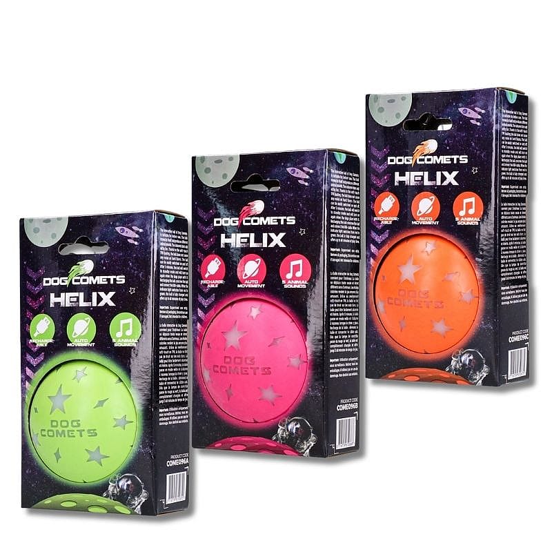 dog toys, helix bal, neon kleur, sterretjes patroon, orbital verpakking