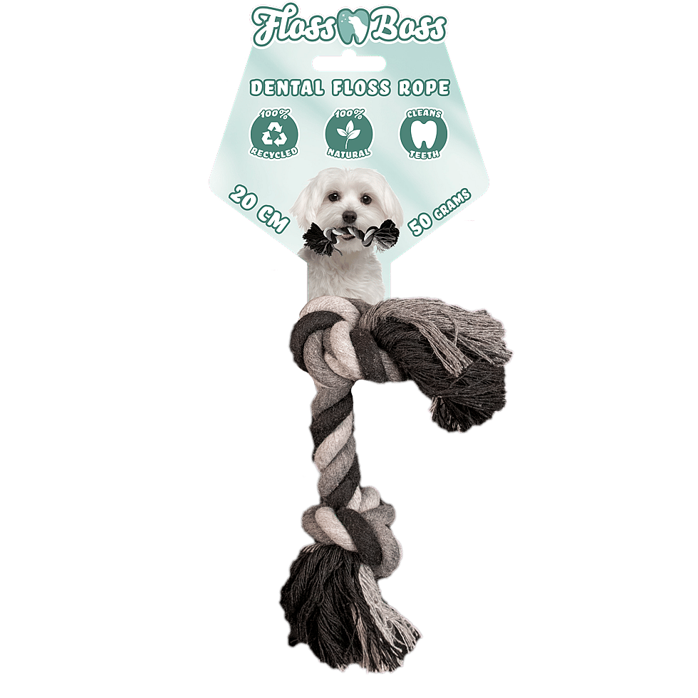 Floss Boss Dental Rope Flosstouw 2 Knot Hond 20 cm