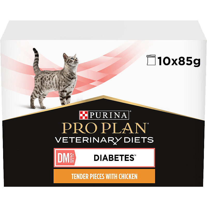 Purina Pro Plan Veterinary Diets Feline DM Diabetes Management Kattenvoer CiG Kip - 10 x 85 gram