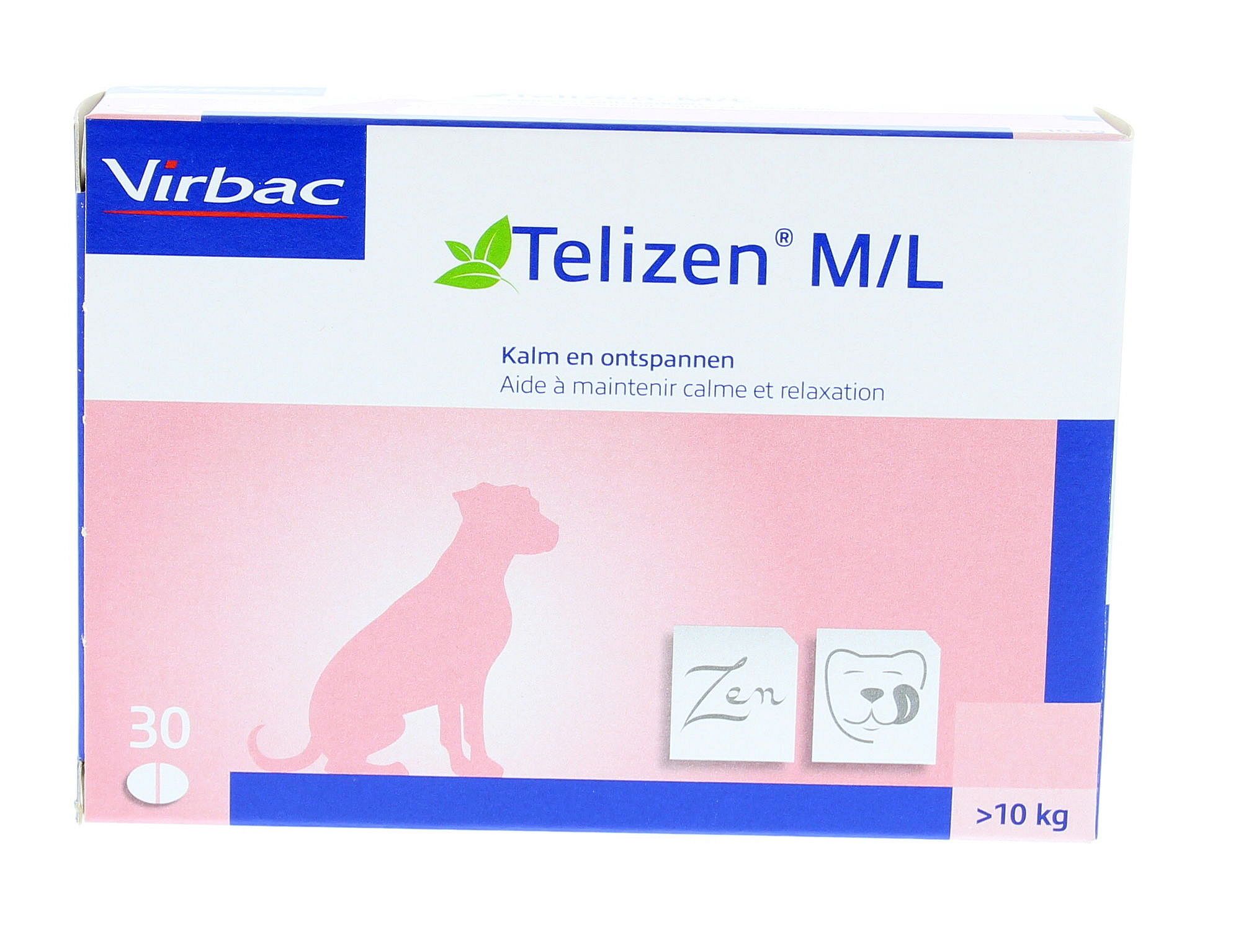 Virbac Telizen 30 tabletten: Kalmeringsmiddel - Angst 100 mg - Hond > 10 kg