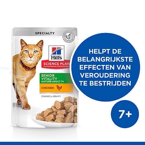 Hill's Science Plan Senior Vitality Adult 7+ Kattenvoer Kip & Rijst 12 x 85 gram multipack