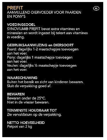 Synovium Prefit Vitaminen Mineralen Paard 2 kg