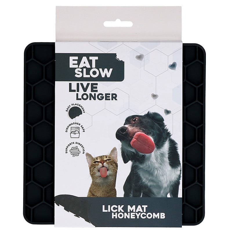 Eat Slow Live Longer Honeycomb Lick Mat Grijs