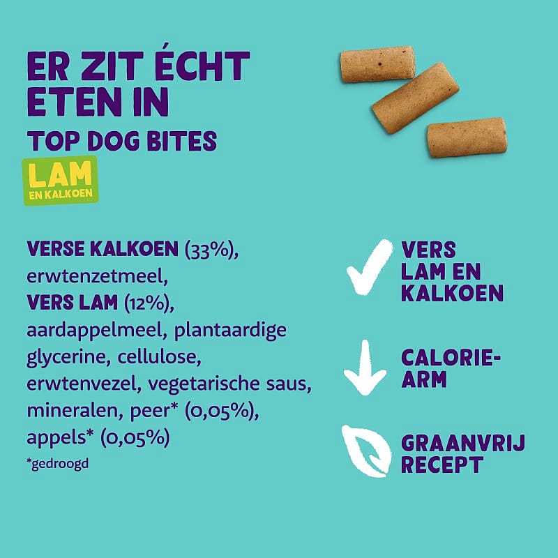 Edgard & Cooper Top Dog Bites Lam & Kalkoen Large - 50 gram