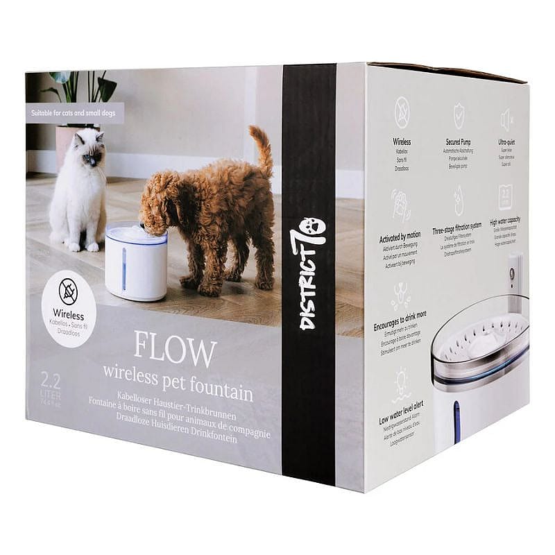 District 70 FLOW 2.2 L Draadloze Drinkfontein Hond Kat Wit
