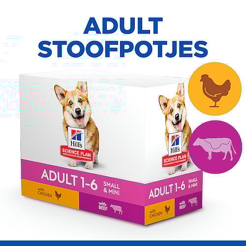 Hill's Science Plan Adult Small & Mini Hondenvoer Stoofpotje Kip Rund 12 x 80 gram