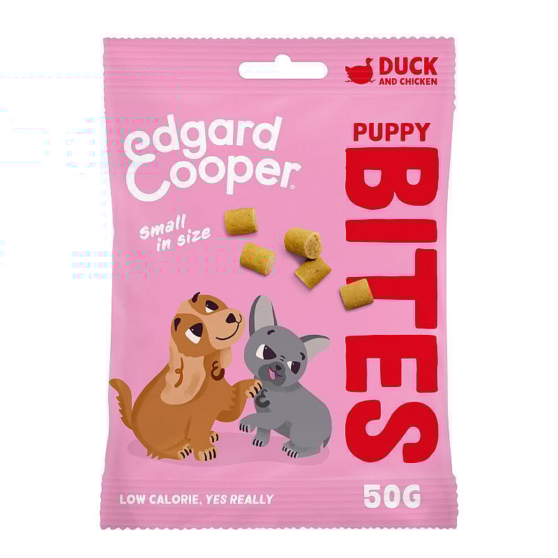 Datumvoordeel (op=op) Edgard & Cooper Puppy Bites Eend & Kip Small - 50 gram