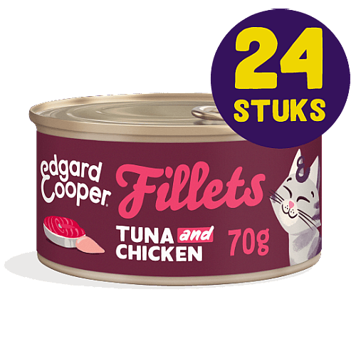Edgard & Cooper Blikjes Tonijn en Kip Fancy Fillets Kat 24 x 70 gram