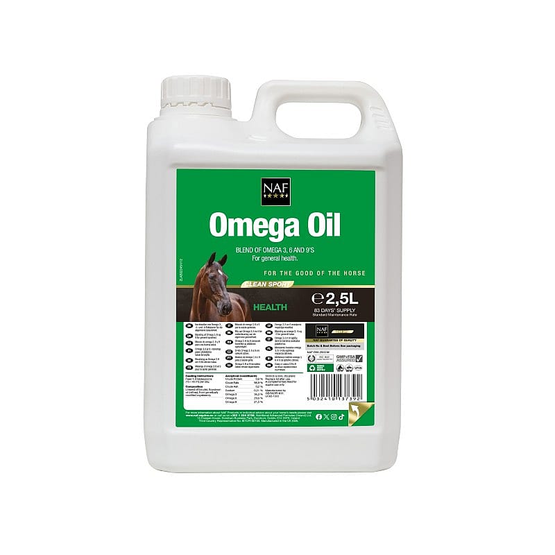 NAF Omega Oil – Rijk aan omega 3, 6 en 9 voor paarden 2.5 liter
