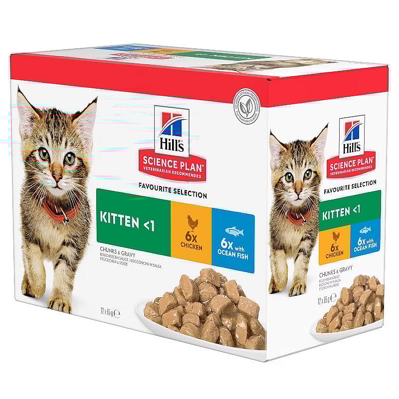 Hill's Science Plan Kittenvoer Maaltijdzakjes Kip en Oceaanvis - 12 x 85 gram