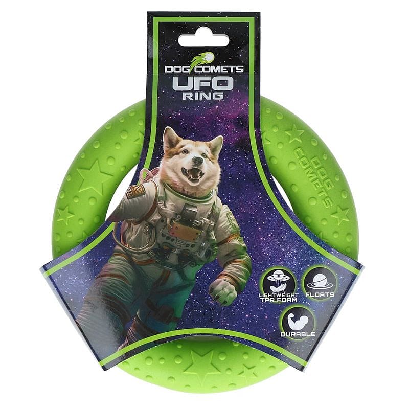 dog toy, ufo ring, groen, textuur oppervlak, ruimte thema