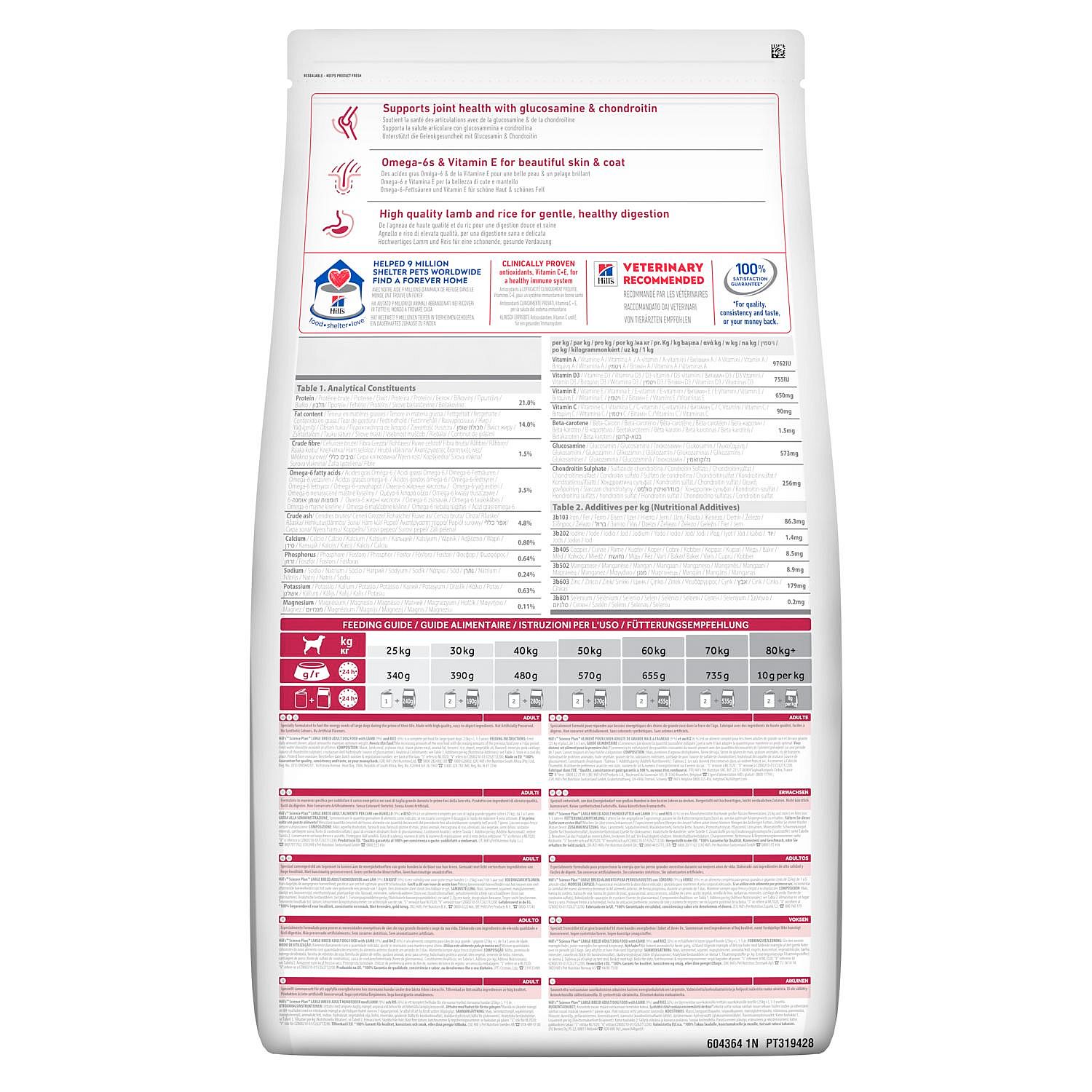 Hill's Science Plan Large Breed Adult Hondenvoer Lam & Rijst 14 kg