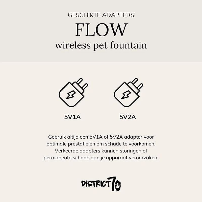 District 70 FLOW 2.2 L Draadloze Drinkfontein Hond Kat Zwart