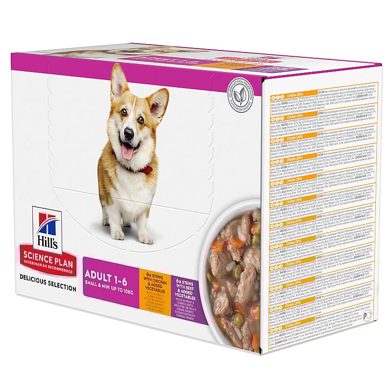 Hill's Science Plan Adult Small & Mini Hondenvoer Stoofpotje Kip Rund 12 x 80 gram