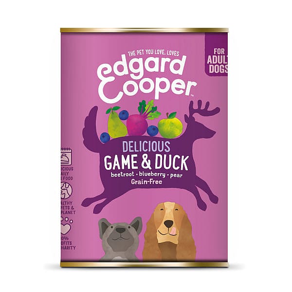 Edgard & Cooper Adult Hondenvoer Blikjes Wild en Eend 6 x 400 gram