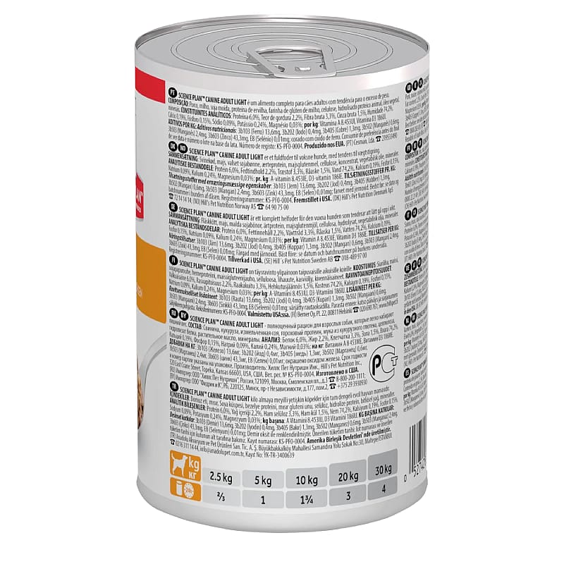 Hill's Science Plan Adult Light Hondenvoer Blikjes 12 x 370 gram