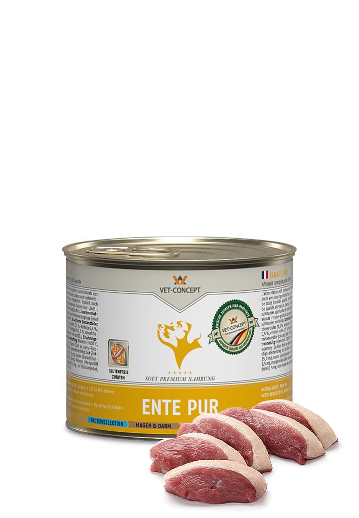 Vet-Concept Eend Puur Hondenmenu 6 x 200 gram blikjes - Eend