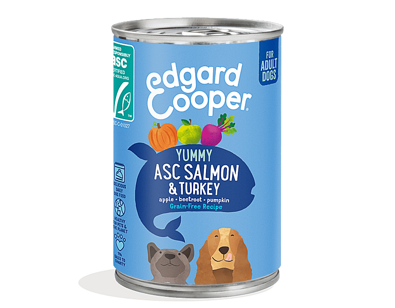 Edgard & Cooper Adult Hondenvoer Blikjes Zalm en Kalkoen 6 x 400 gram