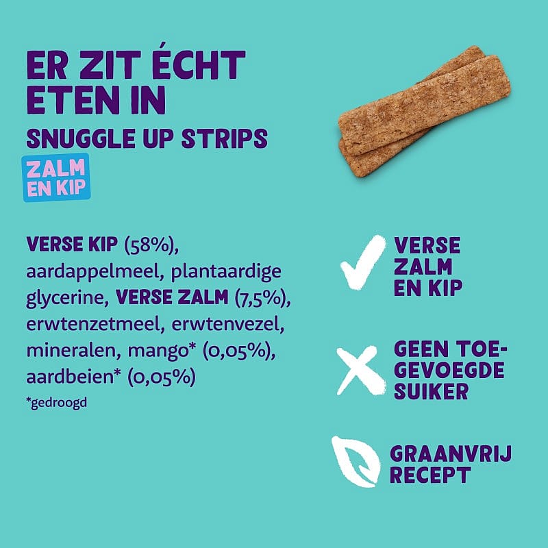 Edgard & Cooper Snuggle Up Strips Zalm & Kip 75 gram