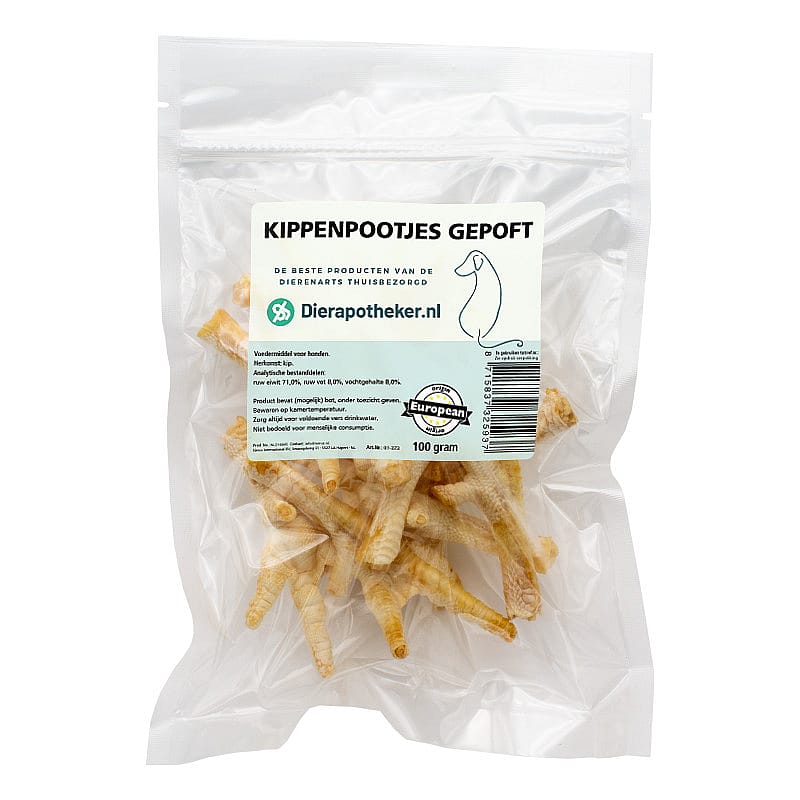 Dierapotheker Kippenpootjes Gepoft Hond 100 gram