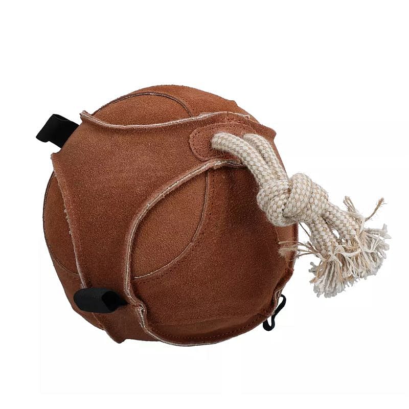 mondkap, tenslotte koord, touwkoord, natuur leer, roestbruine kleur