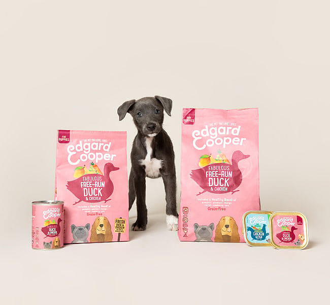 Edgard & Cooper Puppyvoer Blikjes Eend en Kip 6 x 400 gram