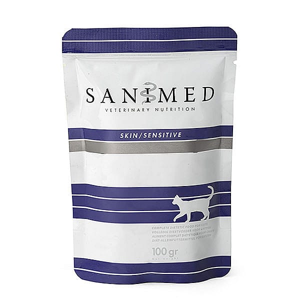Sanimed Skin Sensitive Kat Dieetvoer: Voedselintoleranties - Huidproblemen 12 x 100 gram pouches