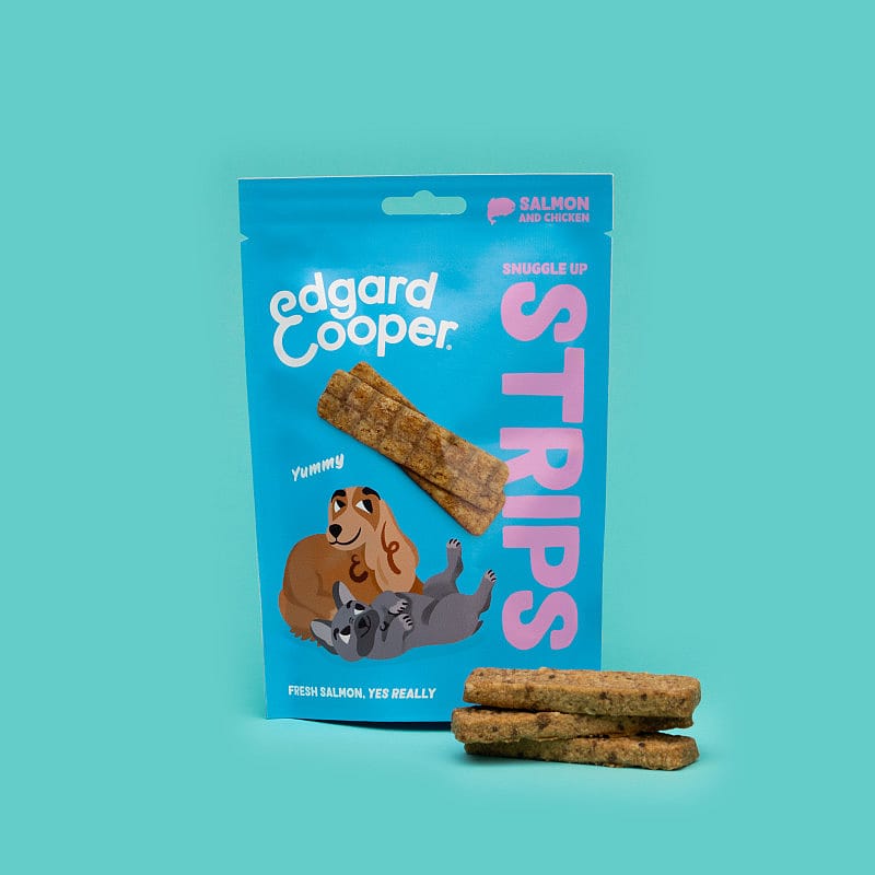 Edgard & Cooper Snuggle Up Strips Zalm & Kip 75 gram