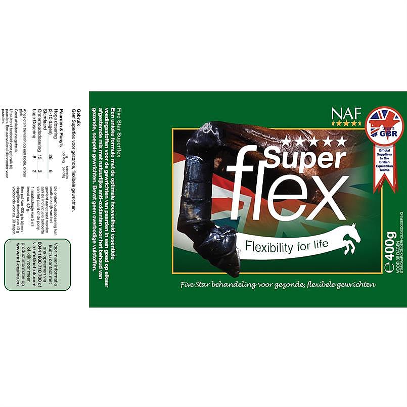 NAF Superflex Poeder – Gewrichtssupplement met glucosamine en MSM voor paarden 400 gram