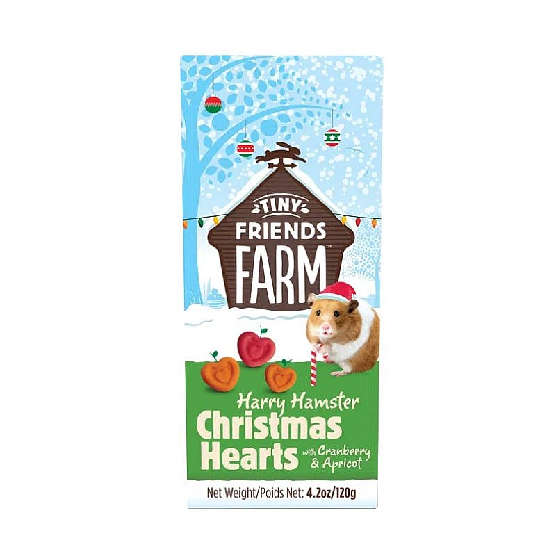 Tiny Friends Farm Russel Christmas Hearts Knaagdier 120 gram Cranberry & Abrikoos
