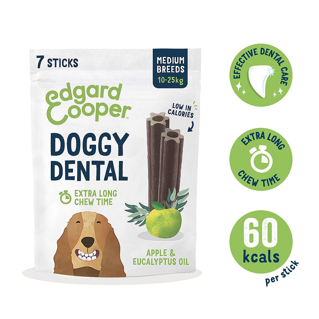 Edgard & Cooper Doggy Dental Sticks Hondensnack - Appel en Eucalyptus Medium