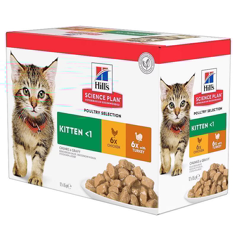 Hill's Science Plan Kittenvoer Maaltijdzakjes Kip en Kalkoen - 12 x 85 gram