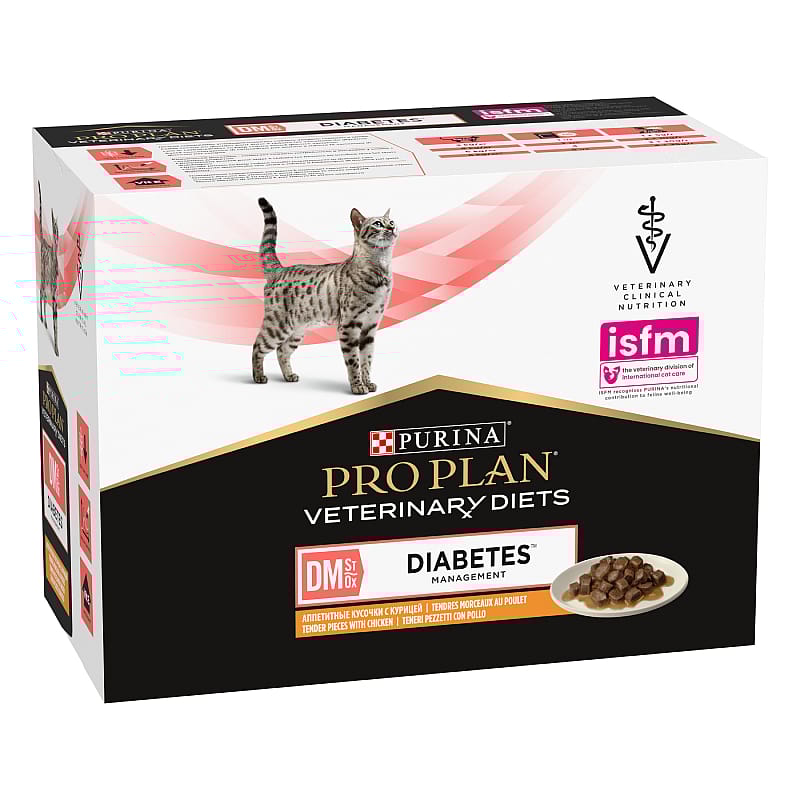 Purina Pro Plan Veterinary Diets Feline DM Diabetes Management Kattenvoer CiG Kip - 10 x 85 gram