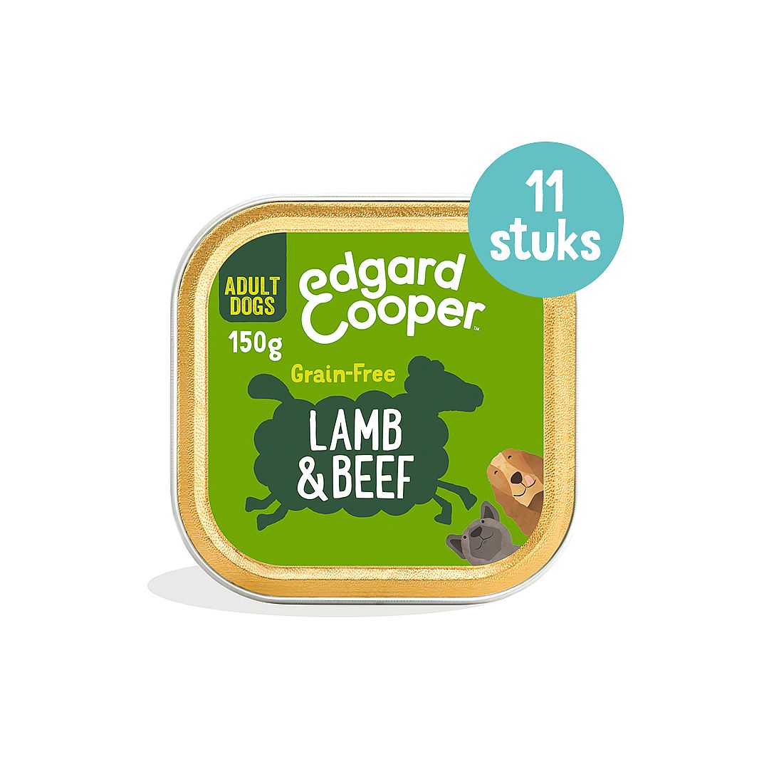 Edgard & Cooper Adult Hondenvoer Kuipjes Lam en Rund 11 x 150 gram