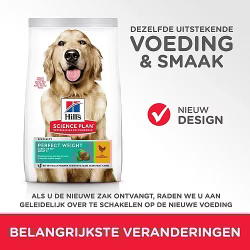 Hill's Science Plan Perfect Weight Large Breed Adult Hondenvoer Kip 12 kg