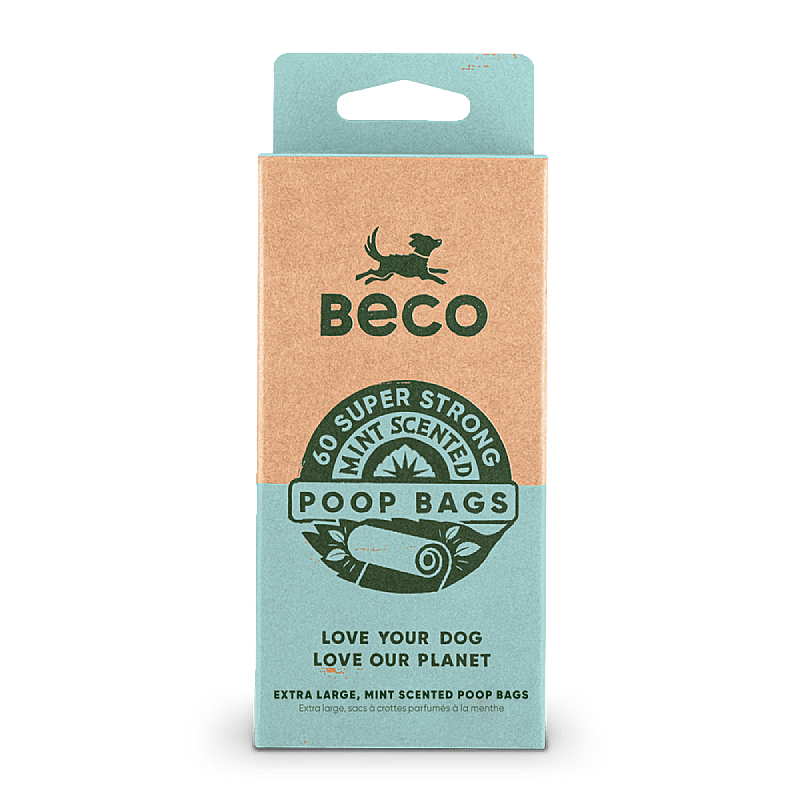 Beco Poop Bags Mint Scented Hond Travel pack - 60 stuks